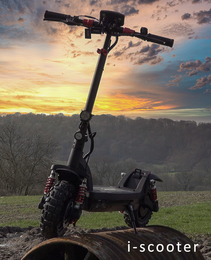 I scooter IX6 pictured with a moody sunset in the background